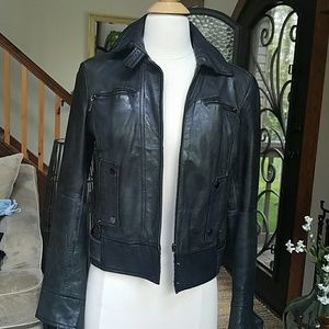 Zara Basic 100 percent leather jacket S